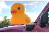 著名的底特律车展的奇特景象-充气橡胶鸭