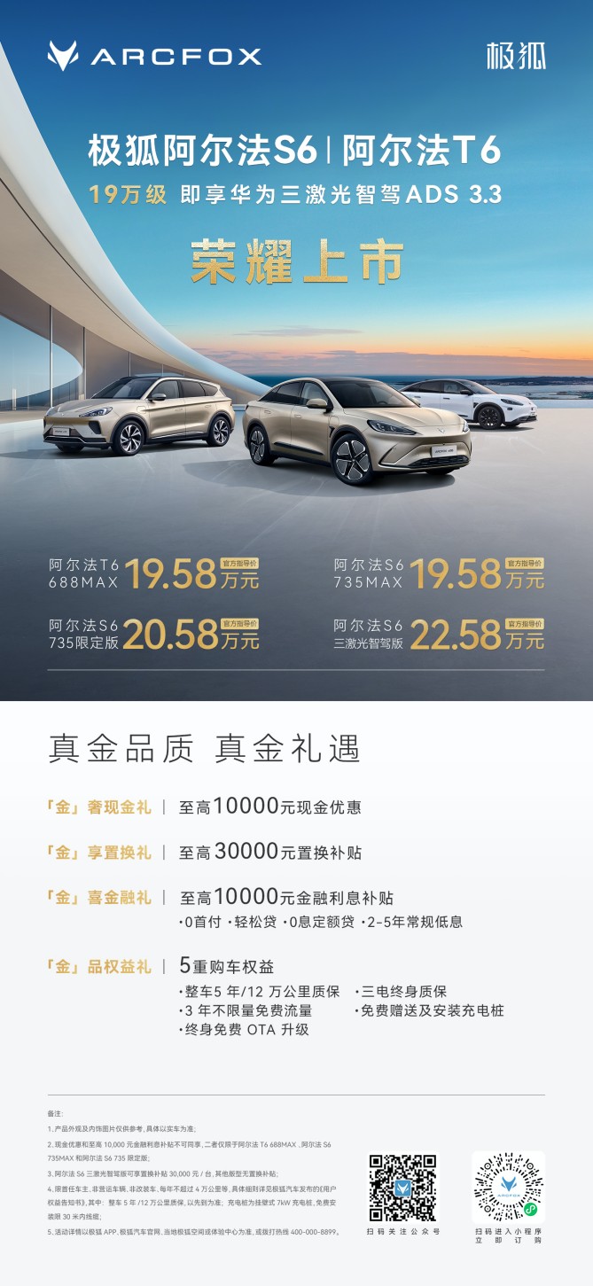 20万不到买3激光雷达，极狐阿尔法新6系上市